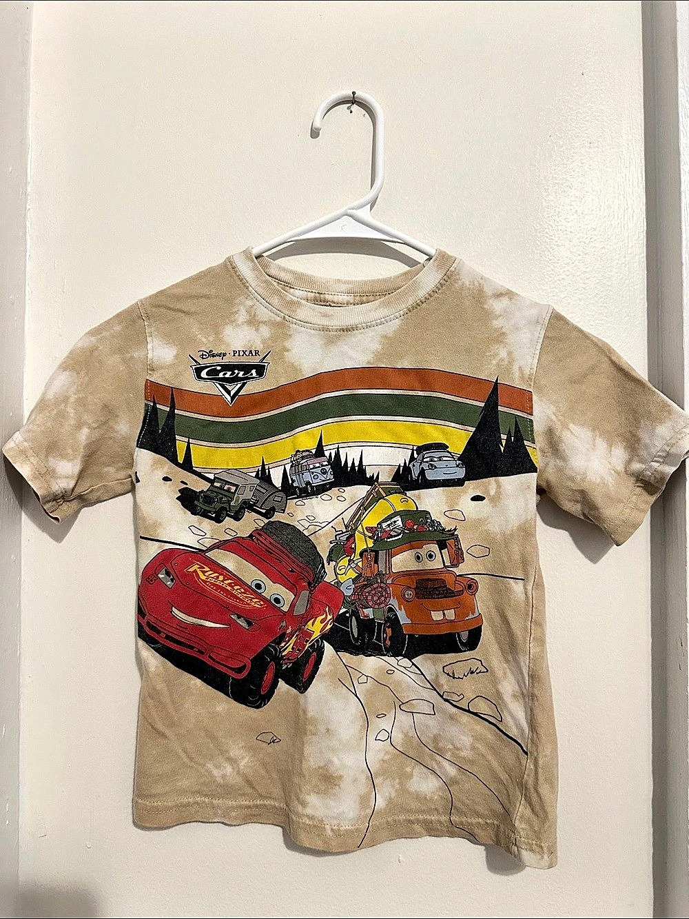 5/$25 Disney Pixar Cars Graphic Tee Boys Small Red & Beige